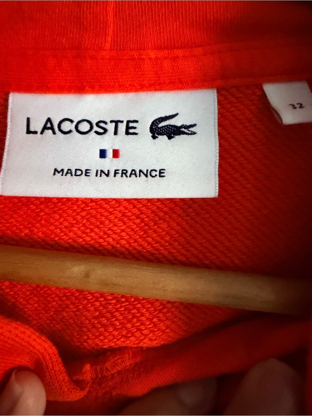 LaCrosse Red Cropped Hooded Sweatshirt with Blue Logo - Picture 3 of 5